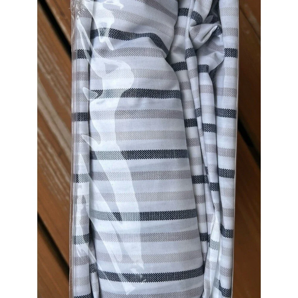 Tommy Hilfiger KING Bed Sheet Set Blue Gray Stripe Cotton Blend New